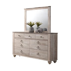 Ensemble de chambre à coucher King rustique blanchi, 6 pièces