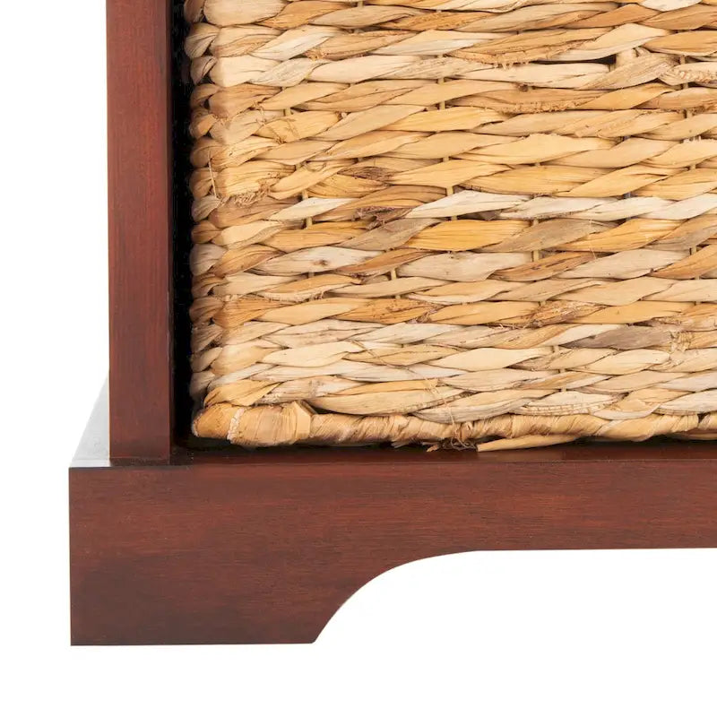 Banc de rangement tressé avec siège en lin et paniers, 34 larg. x 16 prof. x 20 haut., 1 place – cerise/gris/marron/blanc/noir