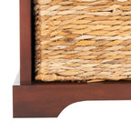 Banc de rangement tressé avec siège en lin et paniers, 34 larg. x 16 prof. x 20 haut., 1 place – cerise/gris/marron/blanc/noir