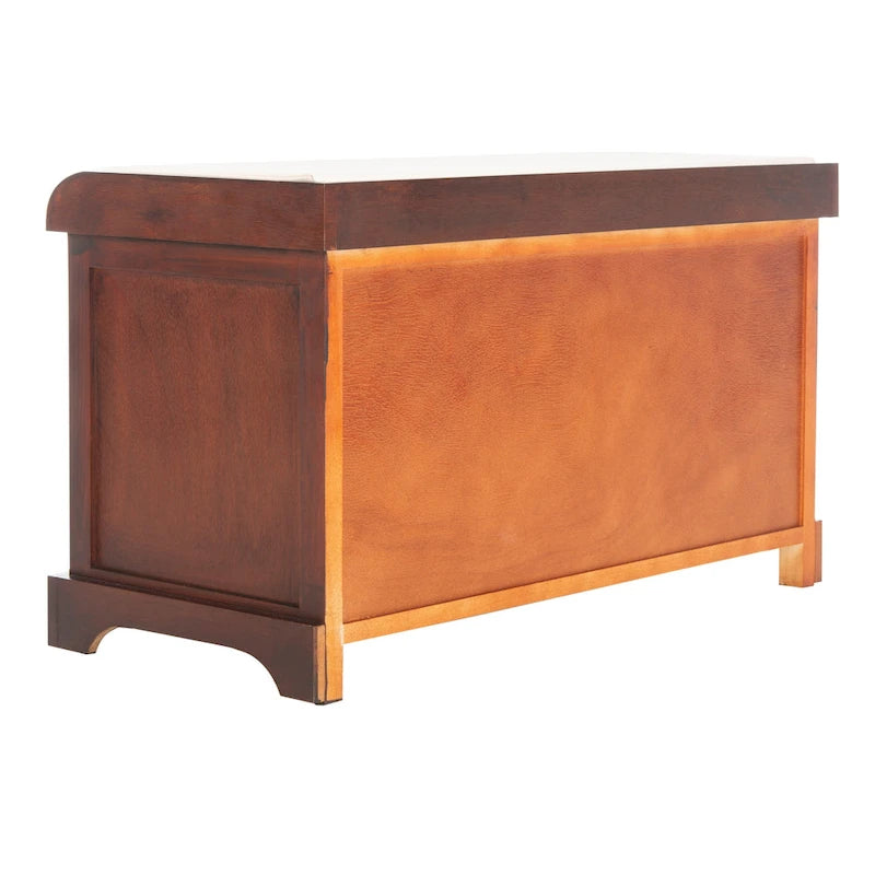 Banc de rangement tressé avec siège en lin et paniers, 34 larg. x 16 prof. x 20 haut., 1 place – cerise/gris/marron/blanc/noir
