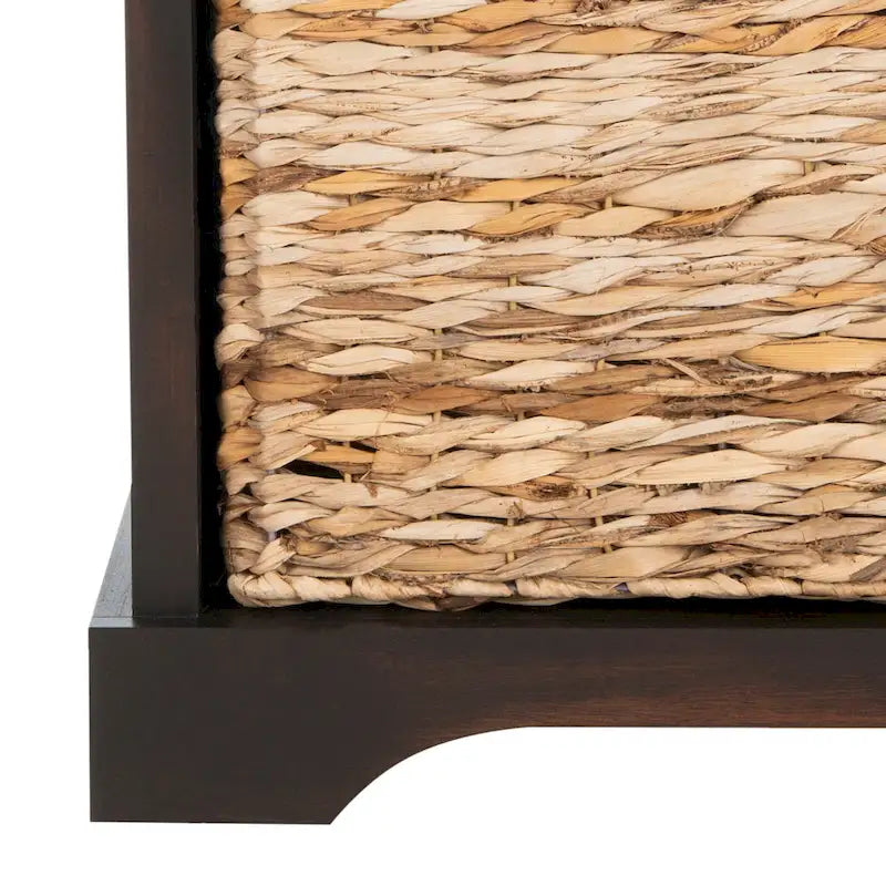 Banc de rangement tressé avec siège en lin et paniers, 34 larg. x 16 prof. x 20 haut., 1 place – cerise/gris/marron/blanc/noir