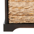 Banc de rangement tressé avec siège en lin et paniers, 34 larg. x 16 prof. x 20 haut., 1 place – cerise/gris/marron/blanc/noir