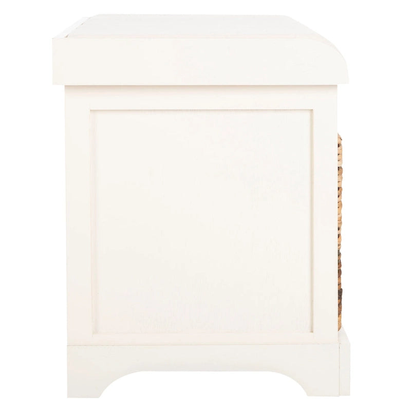 Banc de rangement tressé avec siège en lin et paniers, 34 larg. x 16 prof. x 20 haut., 1 place – cerise/gris/marron/blanc/noir