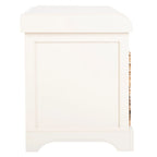 Banc de rangement tressé avec siège en lin et paniers, 34 larg. x 16 prof. x 20 haut., 1 place – cerise/gris/marron/blanc/noir