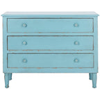 Commode de rangement à 3 tiroirs, effet vieilli, bleue, unité