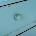 Commode de rangement à 3 tiroirs, effet vieilli, bleue, unité