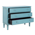 Commode de rangement à 3 tiroirs, effet vieilli, bleue, unité