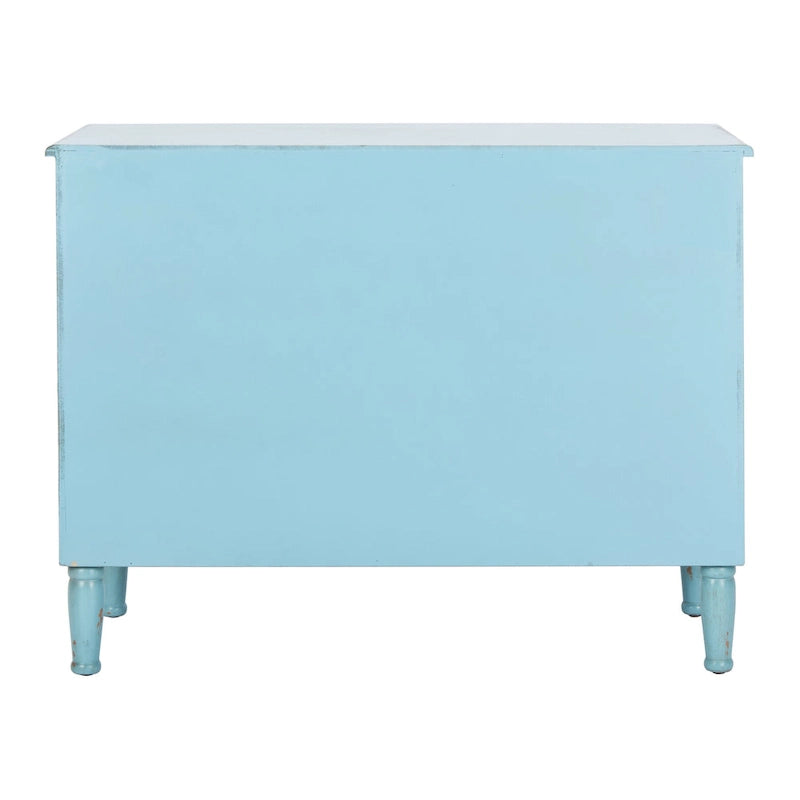 Commode de rangement à 3 tiroirs, effet vieilli, bleue, unité