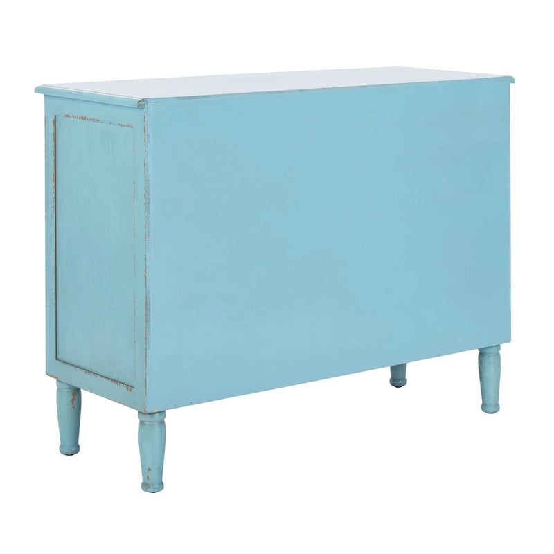 Commode de rangement à 3 tiroirs, effet vieilli, bleue, unité