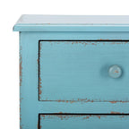 Commode de rangement à 3 tiroirs, effet vieilli, bleue, unité
