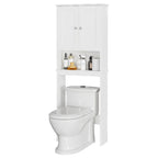 Meuble de rangement WC, bois/verre, noir/blanc/gris