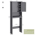 Meuble de rangement WC, bois/verre, noir/blanc/gris
