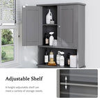 Meuble de rangement WC, bois/verre, noir/blanc/gris