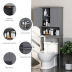 Meuble de rangement WC, bois/verre, noir/blanc/gris