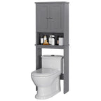 Meuble de rangement WC, bois/verre, noir/blanc/gris