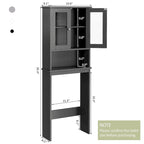 Meuble de rangement WC, bois/verre, noir/blanc/gris