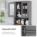 Meuble de rangement WC, bois/verre, noir/blanc/gris