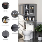 Meuble de rangement WC, bois/verre, noir/blanc/gris