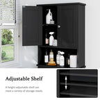 Meuble de rangement WC, bois/verre, noir/blanc/gris
