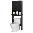 Meuble de rangement WC, bois/verre, noir/blanc/gris
