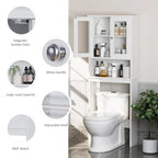 Meuble de rangement WC, bois/verre, noir/blanc/gris