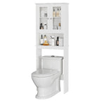 Meuble de rangement WC, bois/verre, noir/blanc/gris