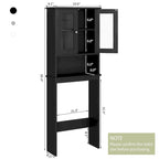 Meuble de rangement WC, bois/verre, noir/blanc/gris