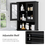 Meuble de rangement WC, bois/verre, noir/blanc/gris