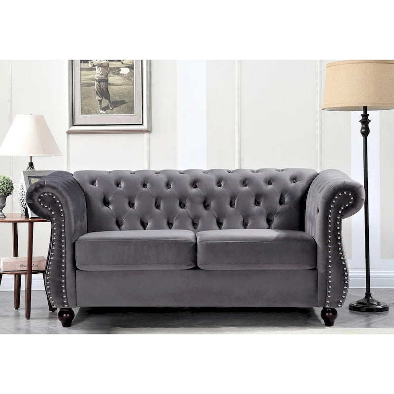 Causeuse Kemos Chesterfield en velours