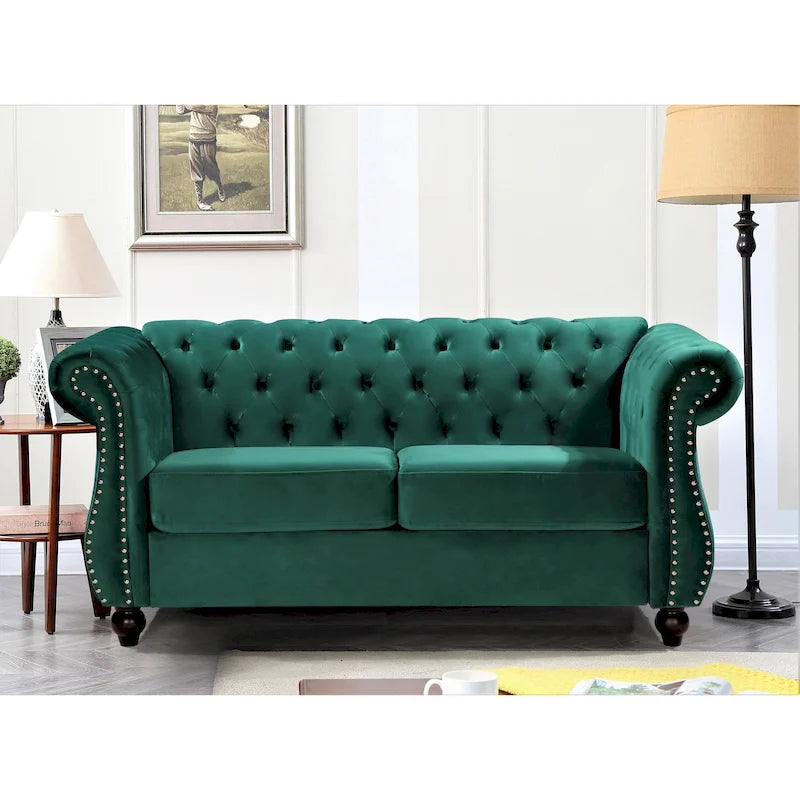 Causeuse Kemos Chesterfield en velours