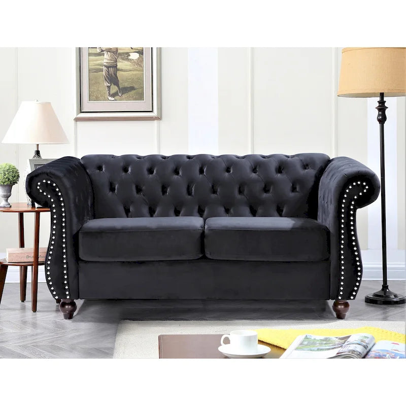 Causeuse Kemos Chesterfield en velours