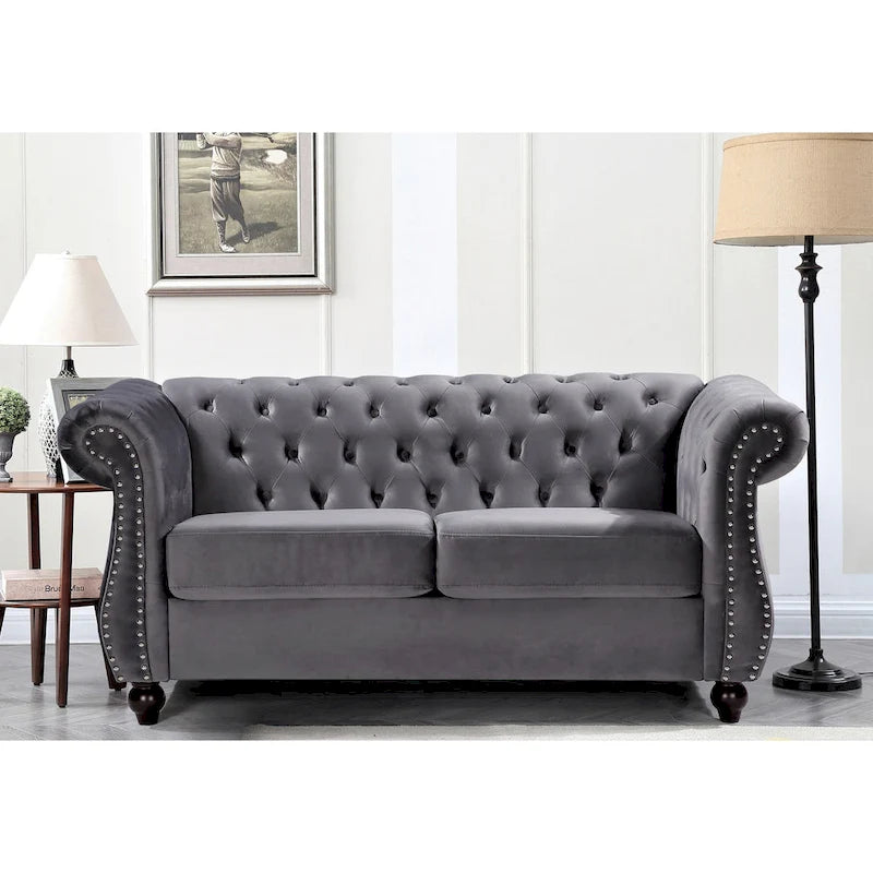 Causeuse Kemos Chesterfield en velours