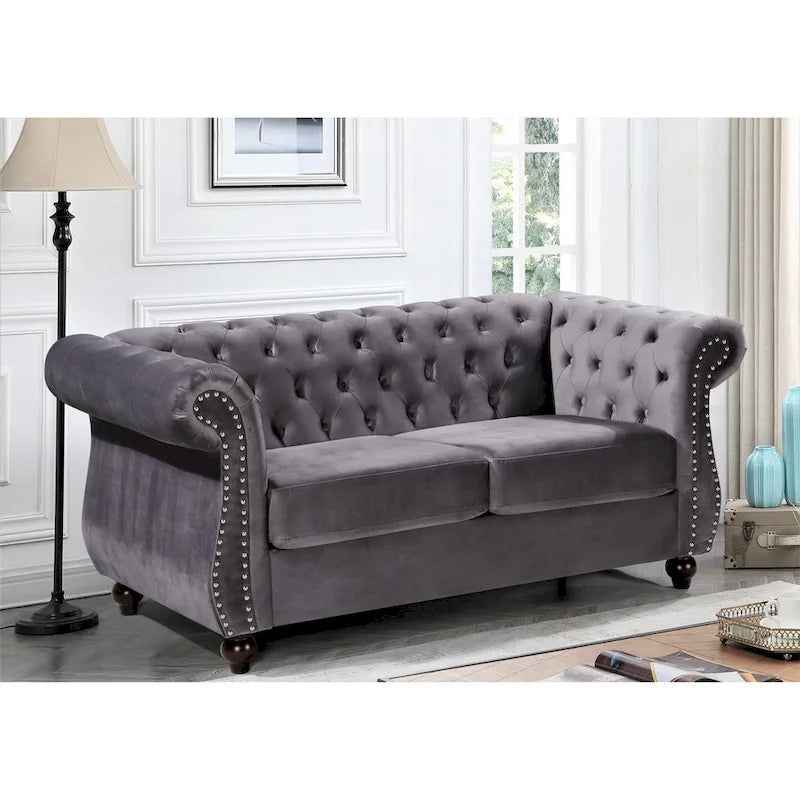 Causeuse Kemos Chesterfield en velours