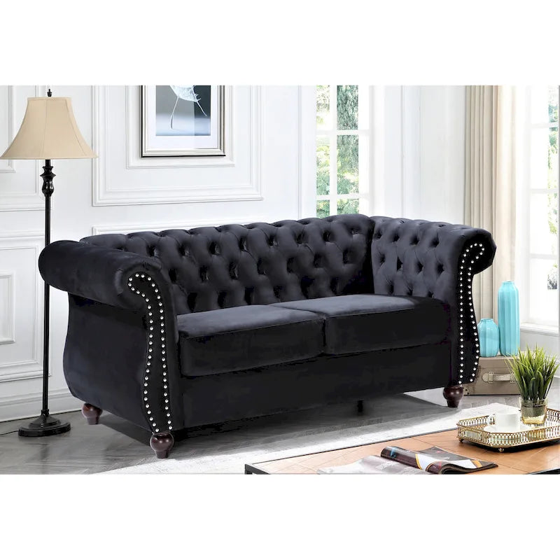Causeuse Kemos Chesterfield en velours