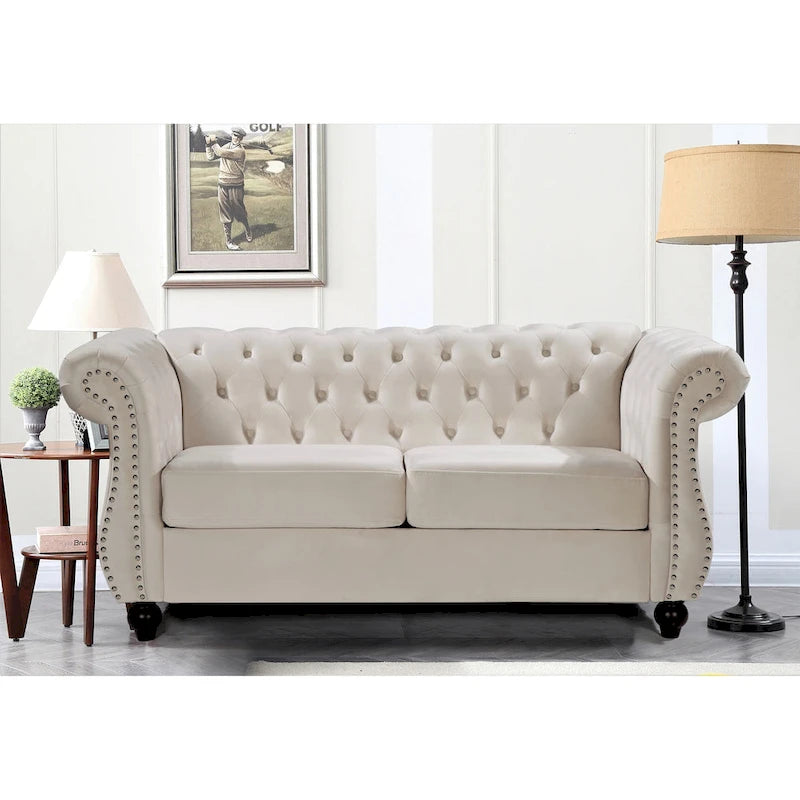 Causeuse Kemos Chesterfield en velours