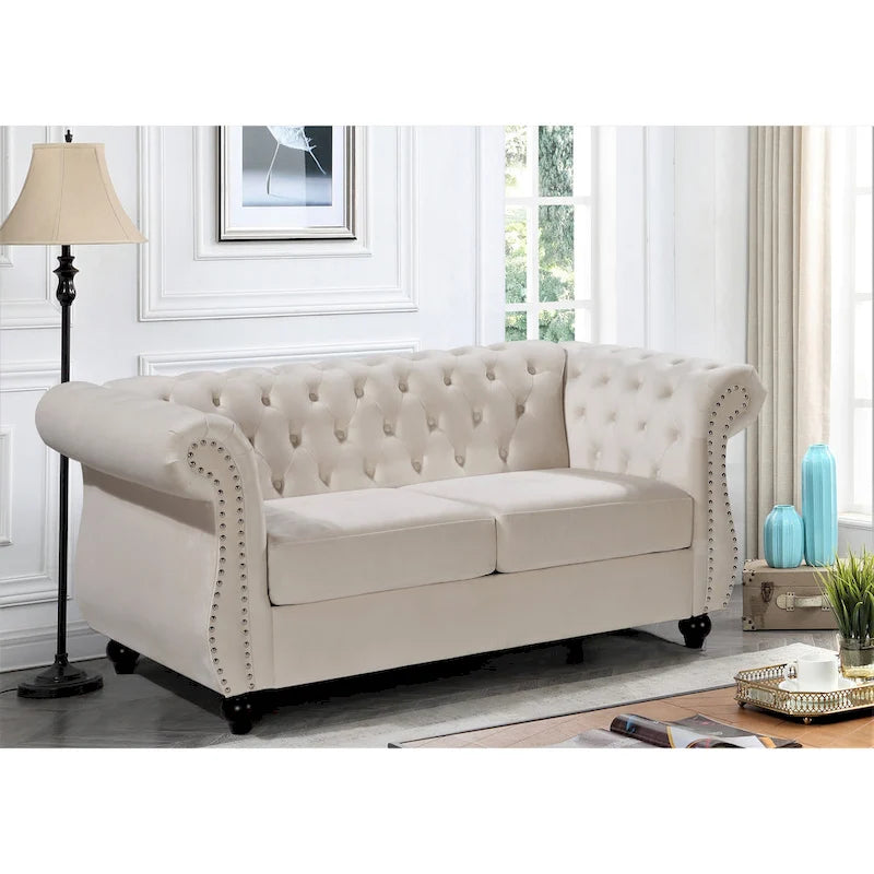 Causeuse Kemos Chesterfield en velours