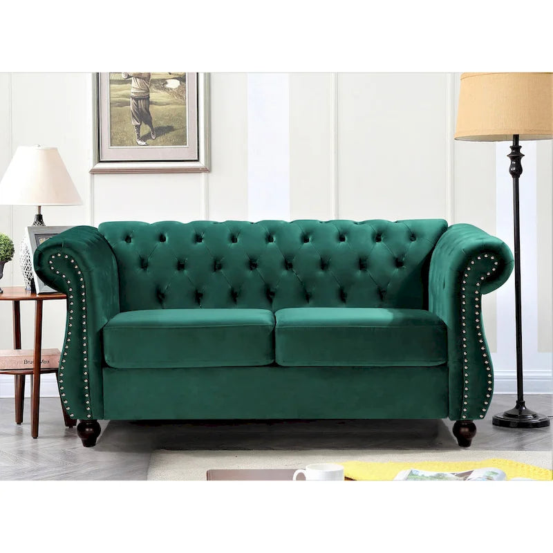 Causeuse Kemos Chesterfield en velours