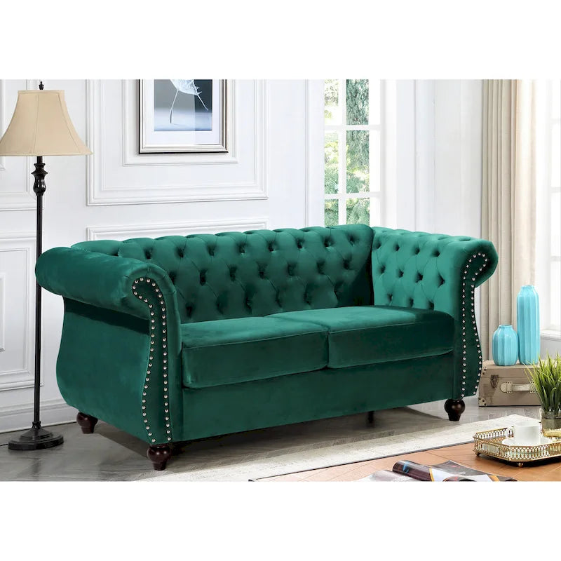 Causeuse Kemos Chesterfield en velours