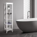 Tour de rangement pour linge de maison autoportante blanche avec 5 étagères ouvertes, 33 cm (L) x 38,1 cm (l) x 160 cm (H)