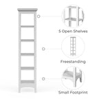 Tour de rangement pour linge de maison autoportante blanche avec 5 étagères ouvertes, 33 cm (L) x 38,1 cm (l) x 160 cm (H)