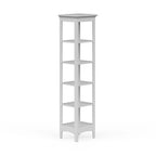 Tour de rangement pour linge de maison autoportante blanche avec 5 étagères ouvertes, 33 cm (L) x 38,1 cm (l) x 160 cm (H)