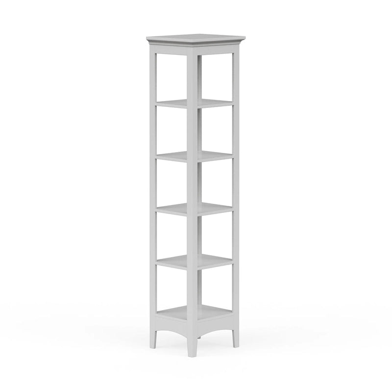 Tour de rangement pour linge de maison autoportante blanche avec 5 étagères ouvertes, 33 cm (L) x 38,1 cm (l) x 160 cm (H)