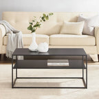 Table basse en acier noir mat, 96,5 cm L, unité simple ou multiple
