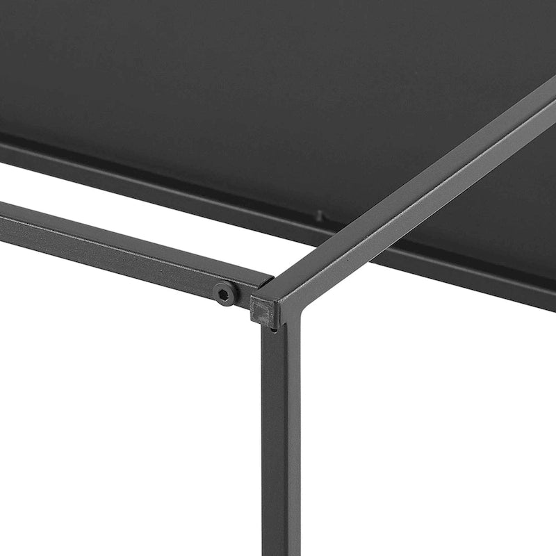 Table basse en acier noir mat, 96,5 cm L, unité simple ou multiple