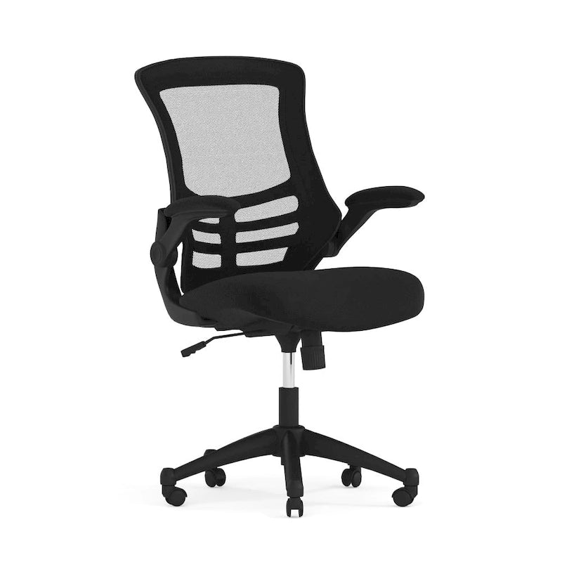 Chaise de bureau ergonomique pivotante en maille à dossier mi-haut avec accoudoirs relevables