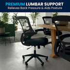 Chaise de bureau ergonomique pivotante en maille à dossier mi-haut avec accoudoirs relevables