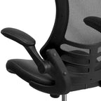 Chaise de bureau ergonomique pivotante en maille à dossier mi-haut avec accoudoirs relevables