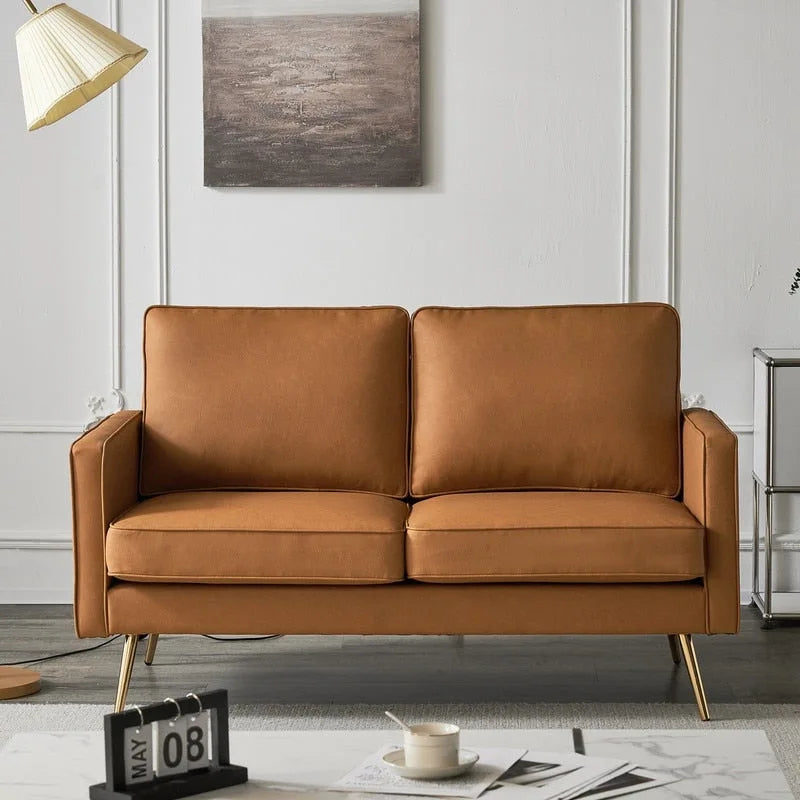 Causeuse moderne 2 places | Similicuir, velours côtelé et velours