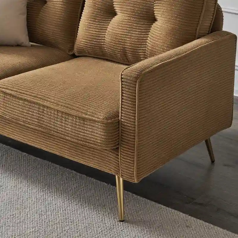 Causeuse moderne 2 places | Similicuir, velours côtelé et velours