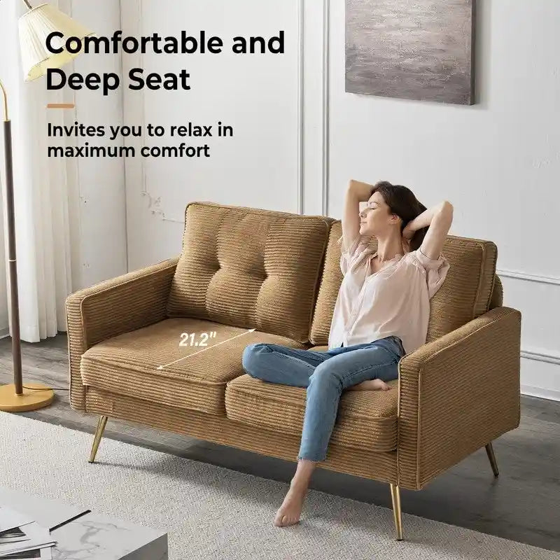 Causeuse moderne 2 places | Similicuir, velours côtelé et velours
